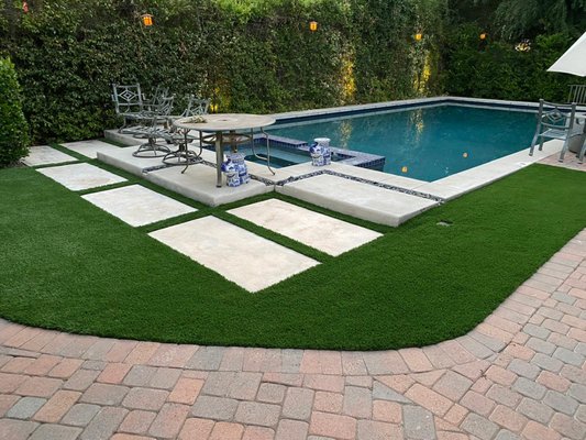 Backyard Pool Concrete & Putting Green Installation - This client wanted to create a backyard oasis with beautiful grass rock pavers, as well as a putting green. Backyard Pool Concrete & Putting Green Installation - This client wanted to create a backyard oasis with beautiful grass rock pavers, as well as a putting green.