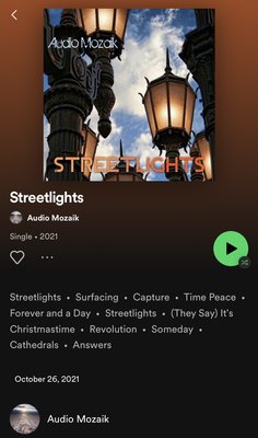 Forever and a Day and Streetlights by AudioMozaik
Music Productions - Wonderful albums, from the upcoming band AudioMozaik. Please check it out Forever and a Day and Streetlights by AudioMozaik
Music Productions - Wonderful albums, from the upcoming band AudioMozaik. Please check it out