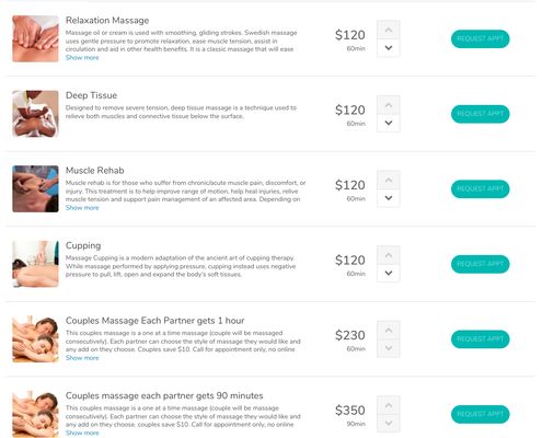Rates, Specials & Gift Certificates! - What if we changed our mindset about massage from being a luxury to being part of your self maintenance for better health and a better quality of life. Massage can do just that. Besides feeling good and helping you relax massage helps lower blood pressure, creates better circulation for the Lymph system and circulatory system. Massage keeps muscles moving more fluidly and pain free in both athletes and us average joes. Imagin those headaches and migraines being managed without meds or Botox. That lower back pain that leads to those painful sciatic flair ups can be greatly reduced or managed with a simple massage. Getting a massage can genuinely improve your overall health and quality of life. Plus massage feels way better then surgery and has no adverse side effects. Let’s set up that appointment and figure out some treatment goals for you. Rates, Specials & Gift Certificates! - What if we changed our mindset about massage from being a luxury to being part of your self maintenance for better health and a better quality of life. Massage can do just that. Besides feeling good and helping you relax massage helps lower blood pressure, creates better circulation for the Lymph system and circulatory system. Massage keeps muscles moving more fluidly and pain free in both athletes and us average joes. Imagin those headaches and migraines being managed without meds or Botox. That lower back pain that leads to those painful sciatic flair ups can be greatly reduced or managed with a simple massage. Getting a massage can genuinely improve your overall health and quality of life. Plus massage feels way better then surgery and has no adverse side effects. Let’s set up that appointment and figure out some treatment goals for you.