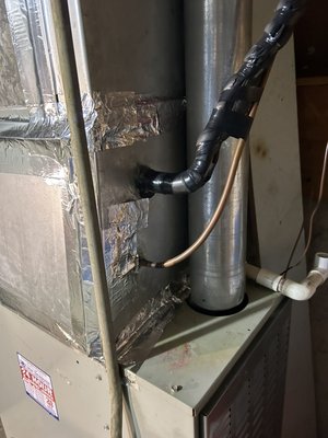 AC System Repair - AC system not cooling properly. Plenum was re-done correctly, along with new thermostat installation. System runs nice and smooth now without freezing lines.
