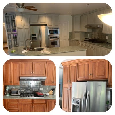 Painting cabinets - These photos are of some of the kitchen / bath in the pasadena area that we painted.
Our clients are extremely happy with the results of painted cabinets.
Often times we can achieve the appearance and the protection homeowners desire by applying the appropriate amount of paint using industry proven techniques along with the correct type of paints and primers.
Give us a call and we'll be happy to provide a custom quote for your project. Painting cabinets - These photos are of some of the kitchen / bath in the pasadena area that we painted.
Our clients are extremely happy with the results of painted cabinets.
Often times we can achieve the appearance and the protection homeowners desire by applying the appropriate amount of paint using industry proven techniques along with the correct type of paints and primers.
Give us a call and we'll be happy to provide a custom quote for your project.