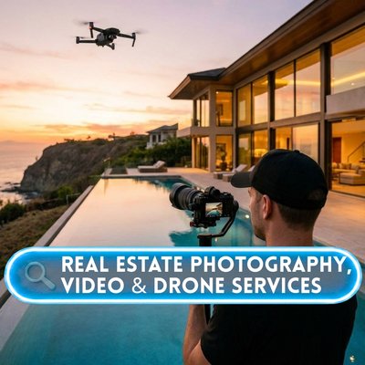 Real Estate Photography, Video & Drone Services - Professional photography, videography, drone photography, virtual twilight, virtual staging, and luxury real estate marketing content. This is the foundation of the company and remains one of its strongest service categories. Real Estate Photography, Video & Drone Services - Professional photography, videography, drone photography, virtual twilight, virtual staging, and luxury real estate marketing content. This is the foundation of the company and remains one of its strongest service categories.