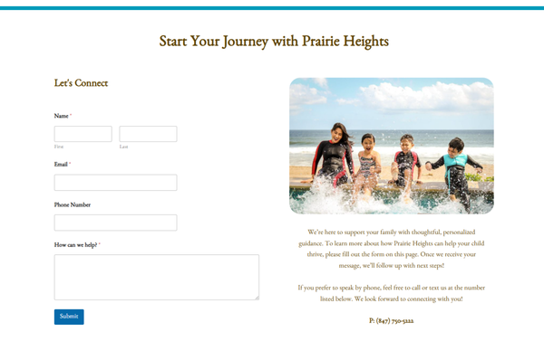 Website Built for Mental Health Startup | 2025 - We built a WordPress website for a mental health company. The goal was to create a clean and elegant website for a new mental health startup that focused on child development support. We also focused on making the website simple to navigate, optimize for form submissions, and serve as a warm representation of the brand.

Website: https://prairieheightscenter.com/

Testimonial from owner:  "David at Custom Craft Marketing is truly outstanding. I recommend him without reservation. He is exceedingly professional and the website he built for Prairie Heights went well beyond my hopes and expectations. David took great care to understand the Prairie Heights business model and its target audience. I had expected a lengthy and arduous process, but we met briefly only three or four times, and we were done within roughly a week. With each draft, the graphics and content grew more insightful, impactful, and easy to understand. I was beyond impressed and very pleased. 

David is particularly skilled at translating a business vibe and underlying passion into a website's color palate, graphics, and content. Prairie Heights helps parents of children with social/emotional, academic, and mental health challenges navigate provider networks. On multiple occasions I was struck by how compellingly David's effort to describe Prairie Heights' work brought my vision to life. The language he chose to create the content, the connections he drew the reader to, and overall style of the website were perfect. I recommend him wholeheartedly. "