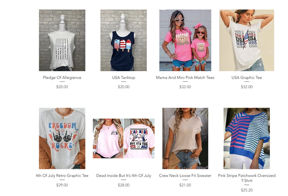 Boutique in store and online - We sell tops, jewelry, on pieces, and specialty items. Boutique in store and online - We sell tops, jewelry, on pieces, and specialty items.