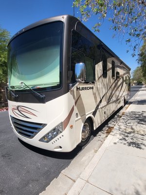 Buff and Wax - unit sit in a uncovered storage since 2019 when customers bought rv. paint is discolored and we wash and wax it by hand. it took 4 days to buff 39 ft rv. Buff and Wax - unit sit in a uncovered storage since 2019 when customers bought rv. paint is discolored and we wash and wax it by hand. it took 4 days to buff 39 ft rv.