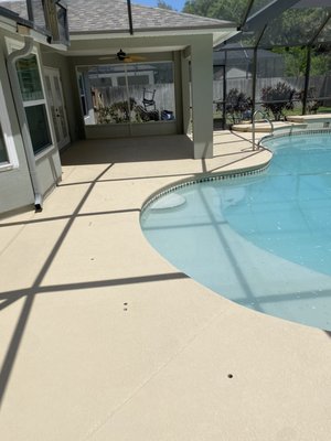 Spray Decking - Spray decking is a textured material that is sprayed over concrete and then painted to the color of your choice. Spray decks keep the concrete cooler, are slip resistant, and easy to maintain. Spray decks are great for front porches, patios, driveways, and pool decks. Spray Decking - Spray decking is a textured material that is sprayed over concrete and then painted to the color of your choice. Spray decks keep the concrete cooler, are slip resistant, and easy to maintain. Spray decks are great for front porches, patios, driveways, and pool decks.