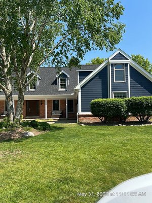 Hardie Siding - At Lighthouse Exteriors by Martino, we take pride in delivering exceptional craftsmanship and attention to detail. Recently, we completed a stunning Hardie siding project in Rochester Hills featuring James Hardie Cedarmill lap siding in a striking Deep Ocean Blue. To complement the clean, bold look, we incorporated staggered shake siding in the same matching color, creating a seamless and dynamic aesthetic. The finishing touches include aluminum-wrapped white trim, bringing contrast and elegance to the design. Our team ensures that every project is executed with precision and care, elevating the beauty and durability of every home we work on. Hardie Siding - At Lighthouse Exteriors by Martino, we take pride in delivering exceptional craftsmanship and attention to detail. Recently, we completed a stunning Hardie siding project in Rochester Hills featuring James Hardie Cedarmill lap siding in a striking Deep Ocean Blue. To complement the clean, bold look, we incorporated staggered shake siding in the same matching color, creating a seamless and dynamic aesthetic. The finishing touches include aluminum-wrapped white trim, bringing contrast and elegance to the design. Our team ensures that every project is executed with precision and care, elevating the beauty and durability of every home we work on.
