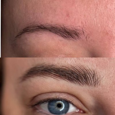 Nano brows - Machine hair-stroke technique is a form of permanent makeup that mimics the look of natural eyebrow hairs using a fine tattooing machine. This technique creates soft, realistic brows with precise, hair-like strokes. Perfect for those who want a natural yet defined look.