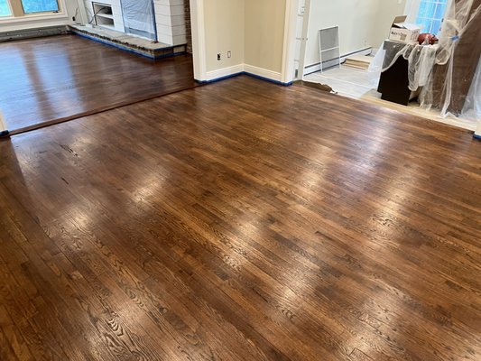 Just a small project for an owner on a budget . Delivered a great floor to a very appreciative client - This project was a Resand and restain and refinish. The homeowner was on a budget so we delivered a floor on budget and on time. Just a small project for an owner on a budget . Delivered a great floor to a very appreciative client - This project was a Resand and restain and refinish. The homeowner was on a budget so we delivered a floor on budget and on time.