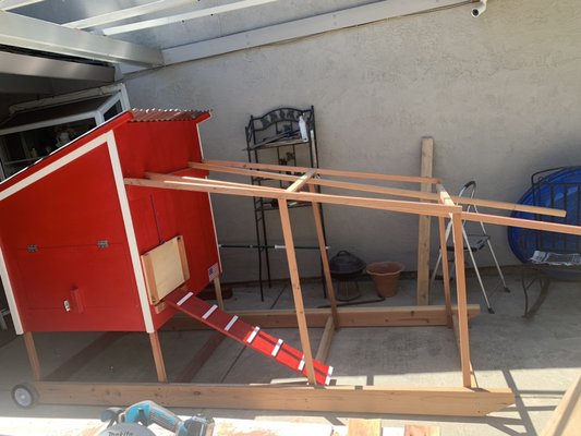 Mobile coop - Customer wanted a coop to move around her yard and this is what transpired!