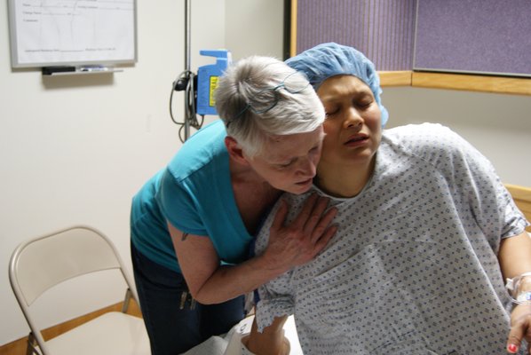 Supporting Client #535 during labor :) - This is what in person labor support looks like.  Getting through one contraction at a time!