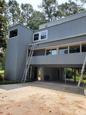 Dutch Island outside only. - Lovely house on Dutch Island. I used both the 28' & 20' ladder to reach the high windows. Thanks for calling! Dutch Island outside only. - Lovely house on Dutch Island. I used both the 28' & 20' ladder to reach the high windows. Thanks for calling!