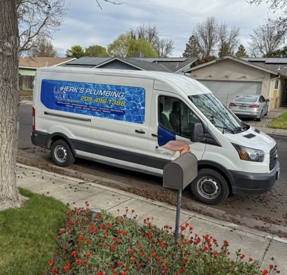 The #1 Company in the #2 Business! - Are you feeling a mix of frustration, panic or anger over something that’s gone wrong with your plumbing? After all, it seems to work just fine for days, weeks and even years on end until one day – it’s more than just a few strands of hair clogging up the drain. Now it feels a little embarrassing. And we just want you to know we feel your pain!

We’ve seen it all. From action figures blocking sewer lines to unmentionables doing something unmentionable in your pipes, we understand. [Bleep] happens, and it’s okay. Accidents happen … in more ways than one!

At Herk’s Plumbing, we’ve got multiple service trucks in our fleet at the ready – 24/7, every day of the year. We know it’s crucial to respond quickly to every plumbing emergency. So we do!

Each truck is custom-designed and custom-equipped with all the tools our technician needs to solve your problem and put your worries to rest. Each truck carries replacement pipes, fittings, fixtures, flanges, valves, nuts, bolts, cutters, solders, heaters, coolers, disposals and – sometimes – even the kitchen sink too. It’s all in there so we can work efficiently and effectively for you.

Each technician has been trained to ensure work is completed to the highest of standards. And each technician has completed a rigorous background check and drug testing so you can feel safe with our plumbers in your home or workplace.

From the top of your shower head to the bottom of your drains and out the sewer line, we’ll keep your pipes clear.

Herk’s Plumbing comprehensive plumbing services include but are not limited to:
- Emergency services
- Plumbing repairs
- Residential and commercial services
- New construction
- Sewer inspection and cleaning
- Septic system troubleshooting
- Drain cleaning
- Hot water heaters
- Appliance hook ups
- Garbage Disposals
- Fixture installations

We are available 24 hours a day, seven days a week, every day of the year to handle your plumbing emergencies. Call 209-496-1388 now to talk to a plumbing technician who will help you.