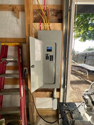 Brewster detached two car garage 2024 - Our customer gave us a call and asked if we could get them set up with a new 200 amp service and panel for their new two car garage. We had a great time working with and getting to know them.