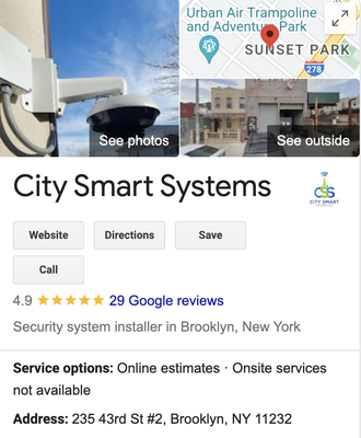Additional Online Reviews - City Smart Systems is known for best, specialized and uniquely developed electronic and physical security systems solutions including access control, and management systems, intercom and phone entry systems, alarm systems, security cameras, and these video surveillance (CCTV) systems. Whether you security camera installation, or access control system for multiple building, of security experts will help you choose the right solution.