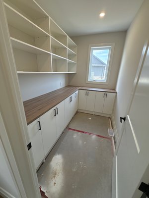 Custom Pantry Storage – Guelph Kitchen Upgrade - This custom pantry in Guelph, Ontario was designed to bring organization and efficiency to a busy kitchen.
We created a fully adjustable shelving system using our durable Canadian-made melamine product, allowing the homeowner to store everything from small appliances to bulk groceries with ease.
Key features:
• Adjustable shelving for flexible storage
• Deep shelves for larger kitchen items
• Sleek doors to hide away unsightly boxes or appliances in the lower cabinetry
• Easy-to-clean surfaces
• Clean white finish for a bright, modern look with wood grain countertop
Space Age Shelving & Design has been designing custom storage solutions in Guelph and the Waterloo Region since 1987, helping homeowners maximize every inch of their space.
If you're searching for custom pantry solutions in Guelph or Waterloo Region, we offer free in-home consultations to get started. Custom Pantry Storage – Guelph Kitchen Upgrade - This custom pantry in Guelph, Ontario was designed to bring organization and efficiency to a busy kitchen.
We created a fully adjustable shelving system using our durable Canadian-made melamine product, allowing the homeowner to store everything from small appliances to bulk groceries with ease.
Key features:
• Adjustable shelving for flexible storage
• Deep shelves for larger kitchen items
• Sleek doors to hide away unsightly boxes or appliances in the lower cabinetry
• Easy-to-clean surfaces
• Clean white finish for a bright, modern look with wood grain countertop
Space Age Shelving & Design has been designing custom storage solutions in Guelph and the Waterloo Region since 1987, helping homeowners maximize every inch of their space.
If you're searching for custom pantry solutions in Guelph or Waterloo Region, we offer free in-home consultations to get started.