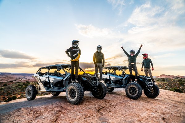 Spring Break Featured Adventure - Join us for a U-Drive adventure to Hell's Revenge Trail, featuring exciting excursions to secluded canyons, prehistoric dinosaur tracks, and awe-inspiring panoramic overlooks of Arches National Park and the Colorado river. Experience the thrill of traveling up and down rolling petrified sand dunes as you ascend to the top of the Slickrock surrounding Moab. Whether you prefer an easy family ride or the higher adventure thrill, High Point Hummer & ATV will show you the way.
• Helmets, Goggles, Bottled Water & Light Snacks Provided
• Must be 16 with a valid drivers license to drive
• Riders under 5 years old are not permitted
• Must wear closed toed shoes Spring Break Featured Adventure - Join us for a U-Drive adventure to Hell's Revenge Trail, featuring exciting excursions to secluded canyons, prehistoric dinosaur tracks, and awe-inspiring panoramic overlooks of Arches National Park and the Colorado river. Experience the thrill of traveling up and down rolling petrified sand dunes as you ascend to the top of the Slickrock surrounding Moab. Whether you prefer an easy family ride or the higher adventure thrill, High Point Hummer & ATV will show you the way.
• Helmets, Goggles, Bottled Water & Light Snacks Provided
• Must be 16 with a valid drivers license to drive
• Riders under 5 years old are not permitted
• Must wear closed toed shoes