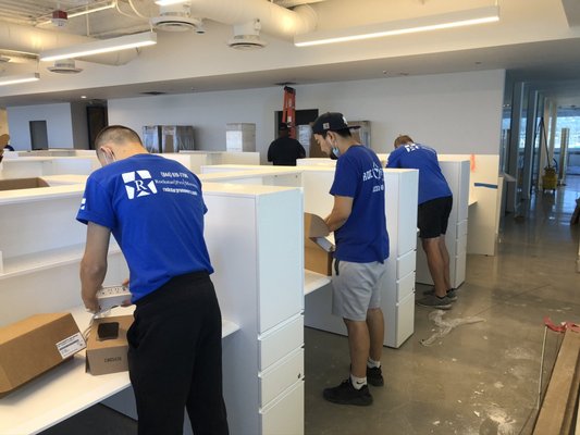 Commercial Moving - Rockstar Pro Movers will help you with Commercial Moving Services for your office or warehouse. We install, disassemble and reassemble cubicles and other office furniture.