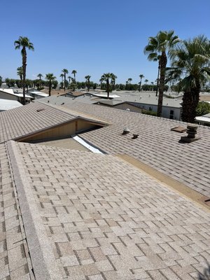 New roofing, Roof repairs, preventative maintenance 
Call today for free estimate - New Owens corning shingle roofing system recently installed 
On a manufactured home in cathedral city,ca