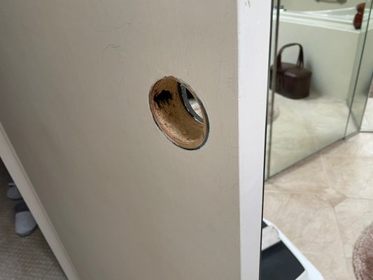 Installing New Lock On Interior Door - Customer did not had a lock with a key to be able to secure room. We created the holes and made a fresh new install with a keyed doorknob lock. Installing New Lock On Interior Door - Customer did not had a lock with a key to be able to secure room. We created the holes and made a fresh new install with a keyed doorknob lock.