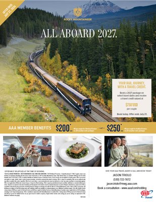 AAA Member Benefits with Armstrong Collective Specialty Rail Journeys - AAA Member benefits are available when booking curated rail vacation packages with Armstrong Collective. 

Armstrong Collective, the visionaries behind Rocky Mountaineer, has helped
over two million guests discover some of the world’s greatest natural wonders.
Now, Armstrong Collective is following the trail of the Canadian Rockies down
to the American Southwest, building upon decades of world-class hospitality
expertise to bring a new elevated train experience, Canyon Spirit, to life
against the backdrop of stunning canyons, vast deserts, and other majestic
landscapes.

Rocky Mountaineer offers rail journeys through the Canadian Rockies from Vancouver to Banff, Lake Louise or Jasper. 

Onboard Canyon Spirit, travel through the expansive desert canyons and
endless red rock formations of the American Southwest, millennia in the
making. Choose to begin the journey in Denver, Moab, or Salt Lake City.