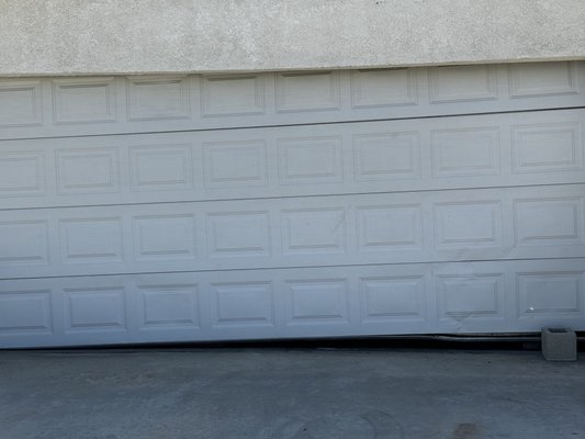 Garage door off track - Door off track can be caused by several factors. Not getting service done regularly, door being hit , also just something in the way of the track ! Garage door off track - Door off track can be caused by several factors. Not getting service done regularly, door being hit , also just something in the way of the track !