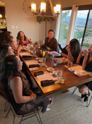 Bachelorette Party - The Maid of Honor created a custom Omakase dinner for the Bride and court at an AirBnB in Temecula. The Chef team arrived 3 hours before dinner start time and got to work. The Roshi team for this event required 2 chefs and 1 server. The Bride and court enjoyed a beautifully executed Japanese dinner with Sake. Sake Bombs!