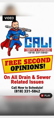 Free Second Opinions - Call Us for A Free Second Opinion on any Drain or Sewer related issues. Free Second Opinions - Call Us for A Free Second Opinion on any Drain or Sewer related issues.