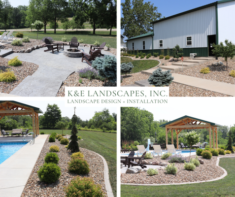 Pool Make Over - A complete landscape installation designed to complement this new pool and outdoor living space. We added new planting beds, trees, shrubs, perennials, landscape rock, and natural stone accents to transform the open lawn into a finished, inviting poolside landscape. Pool Make Over - A complete landscape installation designed to complement this new pool and outdoor living space. We added new planting beds, trees, shrubs, perennials, landscape rock, and natural stone accents to transform the open lawn into a finished, inviting poolside landscape.