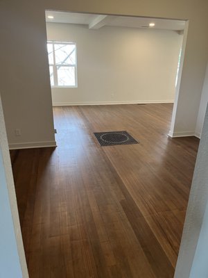 Refurbished Hardwood Floors - Existing hardwood floors in the client's home that we refurbished for them. Refurbished Hardwood Floors - Existing hardwood floors in the client's home that we refurbished for them.