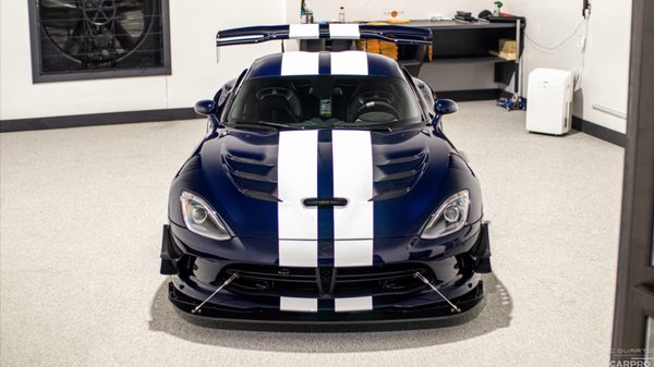 The Dodge Viper ACR - Viper Virage
-
It’s all in the details. Here at The Shop Automotive Detailing we take pride in being the premier destination in dialing in vehicles back to their potential glory. This American V10 track weapon entered our doors littered with paint swirls, deep scratches, and paint defects such as hazing and pig-tails. Masking the beautiful deep metallic flake blue paint and white racing stripe combo. A 1 of 7 spec for the ACR. After getting our hands on it we gave the paint our 3 step paint correction, to take Form and Function to the next level! It was then full wrapped in PPF (Paint Protection Film) to ensure the highest level of durability and protection. Nothing like a cherry on top, and make no mistake this beast isn’t leaving without getting the best of the best. Topping off this project with a C.Quartz Finest Reserve coating from CarPro. The class-leading coating in leaving surfaces with the pinnacle in protection and shine! ✨