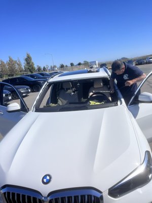Adhesive Removal - This is the removal process for the left-over adhesive after the windshield has been carefully removed. (2024 BMW X5)