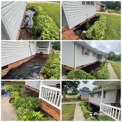 Mulch jobs - Before&After complete mulch jobs our mulch services include complete mulch bed clean out with adding weed barrier and more