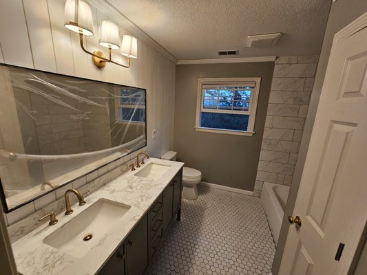 bathroom renovation - the client ask for replacing the bathtub and toilet and upgrade the vanity from 70'' to 60'' and installing the shiplap wall upgrading the light and ceiling fan.
installing new tile floor and new wall bathtub tiles. bathroom renovation - the client ask for replacing the bathtub and toilet and upgrade the vanity from 70'' to 60'' and installing the shiplap wall upgrading the light and ceiling fan.
installing new tile floor and new wall bathtub tiles.