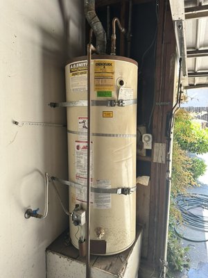 Water heater replacement - Customer gave us a call saying his water heater wouldn’t stop leaking from the safety pressure relief valve. Went over to check it out and found out the unit was over 25 years old and was rusted by the water inlet and outlet. We recommended a replacement and the customer approved our bid, we replaced the water heater along with the gas line, water inlet/outlet hose and pan in case of any leaks so it wouldn’t damage the customers property. Water heater replacement - Customer gave us a call saying his water heater wouldn’t stop leaking from the safety pressure relief valve. Went over to check it out and found out the unit was over 25 years old and was rusted by the water inlet and outlet. We recommended a replacement and the customer approved our bid, we replaced the water heater along with the gas line, water inlet/outlet hose and pan in case of any leaks so it wouldn’t damage the customers property.