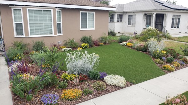 Garden Landscape 🌻 - The client wanted a modern/colorful look for their new planter. The low voltage lights helped it give a nice pop at night, Garden Landscape 🌻 - The client wanted a modern/colorful look for their new planter. The low voltage lights helped it give a nice pop at night,
