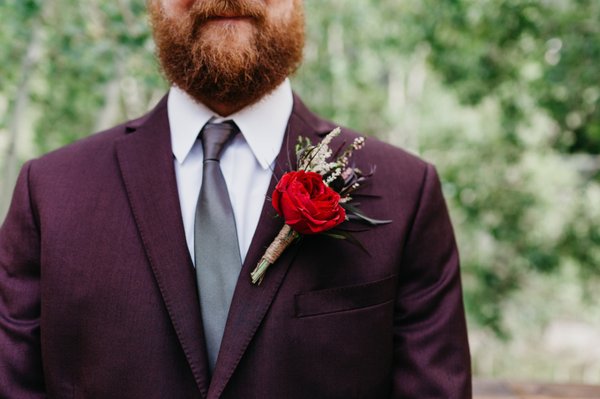 Burgundy Fall Styled Shoot 2019 - Styled Shoot at Bread Bar in Silver Plume, CO. Florals by Bloom Bar & Co. Photos by Maria B Photography. Dress by Impressed By The Dress. Cake by Cupcakes & Sweets, LLC. Calligraphy by Olive Ink. Jewelry by Laurel & Co. Hair and Makeup by Paige Kayla. Rentals by Colorado Party Rentals. Suit by Al’s Formal Wear. Wedding Planning/Design by Happy Lamb Weddings.