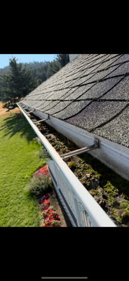 Gutters Cleanout - A before-and-after shot of what a gutter cleanout can look like Gutters Cleanout - A before-and-after shot of what a gutter cleanout can look like