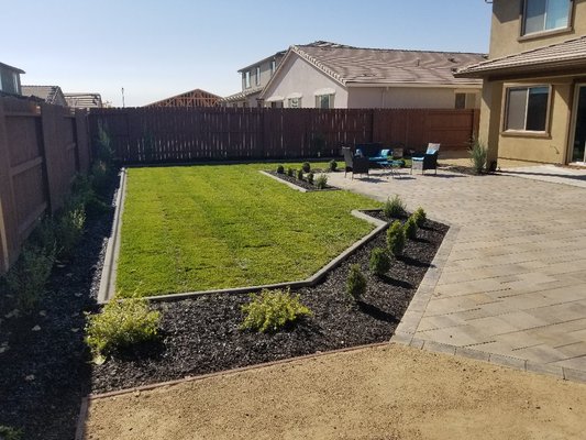 New Home Backyard Landscpe in Roseville - The homeowner just bought a new home in Roseville and wanted to do something epic with their large backyard space. We got creative with the design and installed beautiful pavers, a large grass space with planter areas in between, as well as a bar area out of frame behind camera. New Home Backyard Landscpe in Roseville - The homeowner just bought a new home in Roseville and wanted to do something epic with their large backyard space. We got creative with the design and installed beautiful pavers, a large grass space with planter areas in between, as well as a bar area out of frame behind camera.