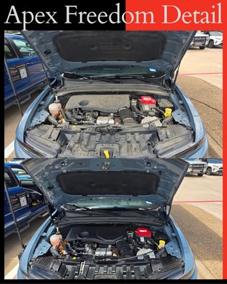 Engine Bay Detail - Your whole car should look like it just came off the car lot. Many people forget about the engine bay. We safely get rid of old road grim and oil from your engine bay making it look like new. Engine Bay Detail - Your whole car should look like it just came off the car lot. Many people forget about the engine bay. We safely get rid of old road grim and oil from your engine bay making it look like new.