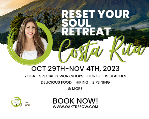 Costa Rica Retreat 2023 - ARE YOU READY FOR A RESET?
IS LIFE FEELING OVERWHELMING?
UNWIND YOUR BODY & UPLIFT YOUR SPIRIT
IN AN ALL-INCLUSIVE, 6-NIGHT RETREAT
This retreat is designed to refresh your soul. You will have daily programming designed to connect you to your spirit, amazing food, transformational yoga classes, journaling, and once-in-a-lifetime optional excursions.
Accommodation:
Chalets come with a standard single or queen-sized bed, a Bathroom with a shower, Air conditioning, a writing desk and chair, a small wall safe, and a small refrigerator.
Each room has its own veranda with a rocking chair and a hammock. This is a luxury eco-lodge.
Click here to see more pictures of accommodations.
Click for itinerary.
3 on-site delicious vegetarian meals per day (plenty of food) are included.
Chicken, meat, and fish options are also available at an additional cost of $10 per person per day.
Airport transfers from Liberia (for international flights) or Tamarindo Airports (for Local flights) are included.
Onsite pool
Onsite Yoga Shala
Onsite meals
Onsite massages
Not included:
Flight to Costa Rica
Travel Insurance
Optional excursions
Massages
Price per person
60-day cancellation policy
Deposit non-refundable Costa Rica Retreat 2023 - ARE YOU READY FOR A RESET?
IS LIFE FEELING OVERWHELMING?
UNWIND YOUR BODY & UPLIFT YOUR SPIRIT
IN AN ALL-INCLUSIVE, 6-NIGHT RETREAT
This retreat is designed to refresh your soul. You will have daily programming designed to connect you to your spirit, amazing food, transformational yoga classes, journaling, and once-in-a-lifetime optional excursions.
Accommodation:
Chalets come with a standard single or queen-sized bed, a Bathroom with a shower, Air conditioning, a writing desk and chair, a small wall safe, and a small refrigerator.
Each room has its own veranda with a rocking chair and a hammock. This is a luxury eco-lodge.
Click here to see more pictures of accommodations.
Click for itinerary.
3 on-site delicious vegetarian meals per day (plenty of food) are included.
Chicken, meat, and fish options are also available at an additional cost of $10 per person per day.
Airport transfers from Liberia (for international flights) or Tamarindo Airports (for Local flights) are included.
Onsite pool
Onsite Yoga Shala
Onsite meals
Onsite massages
Not included:
Flight to Costa Rica
Travel Insurance
Optional excursions
Massages
Price per person
60-day cancellation policy
Deposit non-refundable