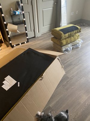 Shipped Couch Addembly - This couch was delivered to an apartment complex. We took it upstairs and assembled it just minutes after we were called and notified of the delivery. Shipped Couch Addembly - This couch was delivered to an apartment complex. We took it upstairs and assembled it just minutes after we were called and notified of the delivery.