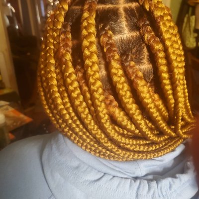 Large knotless braids on thick long hair - These are large knotless braids with color