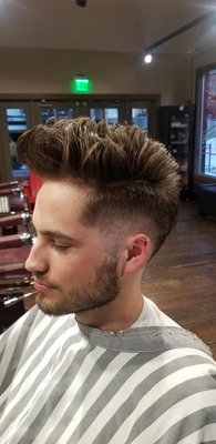 Haircut - Eurohawk with a V back. Haircut - Eurohawk with a V back.