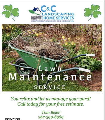 Lawn Maintenance - Achieving a beautiful lawn can be easier said than done, and when Yardley, PA residents need a bit of assistance, they pick up the telephone and call C&C Landscaping and Home Services. Our clients love our free quotes, efficient services and friendly employees, and we promise you will also! Lawn Maintenance - Achieving a beautiful lawn can be easier said than done, and when Yardley, PA residents need a bit of assistance, they pick up the telephone and call C&C Landscaping and Home Services. Our clients love our free quotes, efficient services and friendly employees, and we promise you will also!