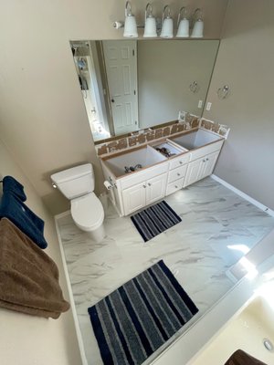 Bathroom floor - Small bathroom floor project. A small project like this can make you fall in love with your living spaces all over again. We give free quotes for anyone who is looking for one! Bathroom floor - Small bathroom floor project. A small project like this can make you fall in love with your living spaces all over again. We give free quotes for anyone who is looking for one!