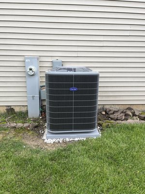 A/C System Installation - Here are some before and after pictures of one of our recent a/c system installations. We installed a new Carrier 15 SEER a/c for this customer who was looking for something more efficient than the standard models.
