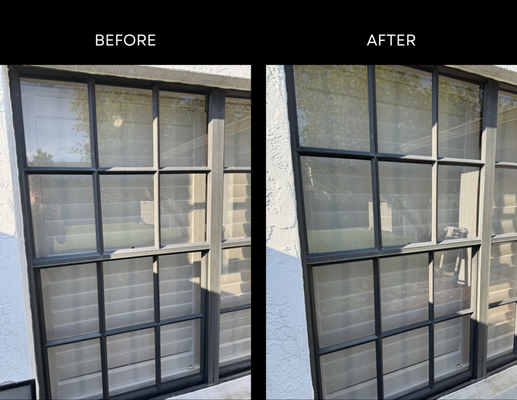 180 French Panes - Exterior Only - This property had over 180 individual French panes that needed some attention. We got these cloudy panes back to shiny and clear.  This customer is on a annual maintenance schedule.