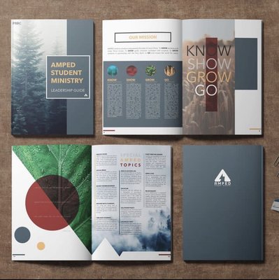 Leadership Guide - This is a Leadership Guide for the youth ministry of Paso Robles Bible Church. Its purpose is to train and equip new volunteers that serve in the ministry. The messaging and design of the booklet was to draw attention to the beauty and power of God's creation.
God is at work all around us and sharing the good news of the gospel should be as easy as observing it in nature. The mantra of Know, Show, Grow, Go is prominent throughout the booklet. It serves as a reminder to KNOW God and make God known. To SHOW the love of Christ is tangible ways. To GROW in love and understanding of Scripture and spiritual practice, and finally, to GO into all the world and make disciples.