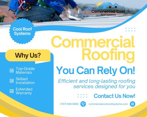 Commercial Cool Roof Systems - Why Choose Us
Dedicated to Excellence in Roofing
At Commercial Cool Roof Systems, we specialize in providing high-quality roofing solutions tailored to commercial properties. With over 15 years of experience, our team of skilled professionals ensures that your roof remains secure, energy-efficient, and long-lasting.
Over 15 years of experience in commercial roofing.
Trusted by local businesses for quality roof solutions.
Use of durable, high-performance cool roofing materials. Commercial Cool Roof Systems - Why Choose Us
Dedicated to Excellence in Roofing
At Commercial Cool Roof Systems, we specialize in providing high-quality roofing solutions tailored to commercial properties. With over 15 years of experience, our team of skilled professionals ensures that your roof remains secure, energy-efficient, and long-lasting.
Over 15 years of experience in commercial roofing.
Trusted by local businesses for quality roof solutions.
Use of durable, high-performance cool roofing materials.